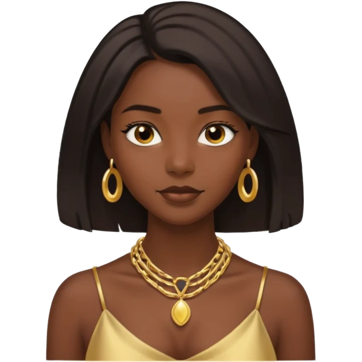 A pretty darkskin black girl with 4c type shoulder length hair  emoji