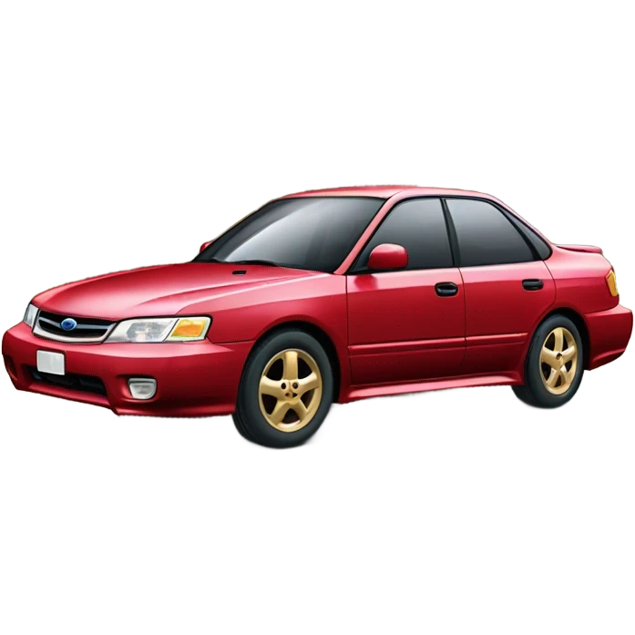 Red 1996 Subaru legacy sedan with gold wheels emoji