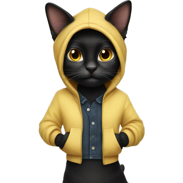 black cat cute with clothes emoji