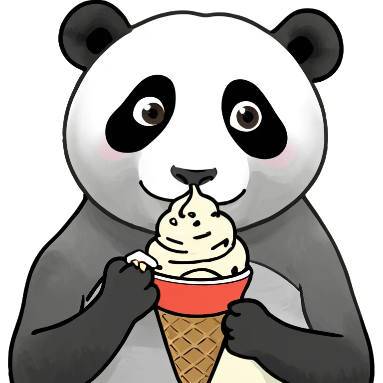Panda eating ice cream emoji