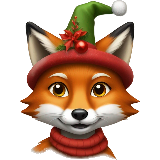 Fox lady mit Weihnachtsmütze emoji