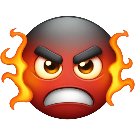 very angry emoji burning in flames emoji