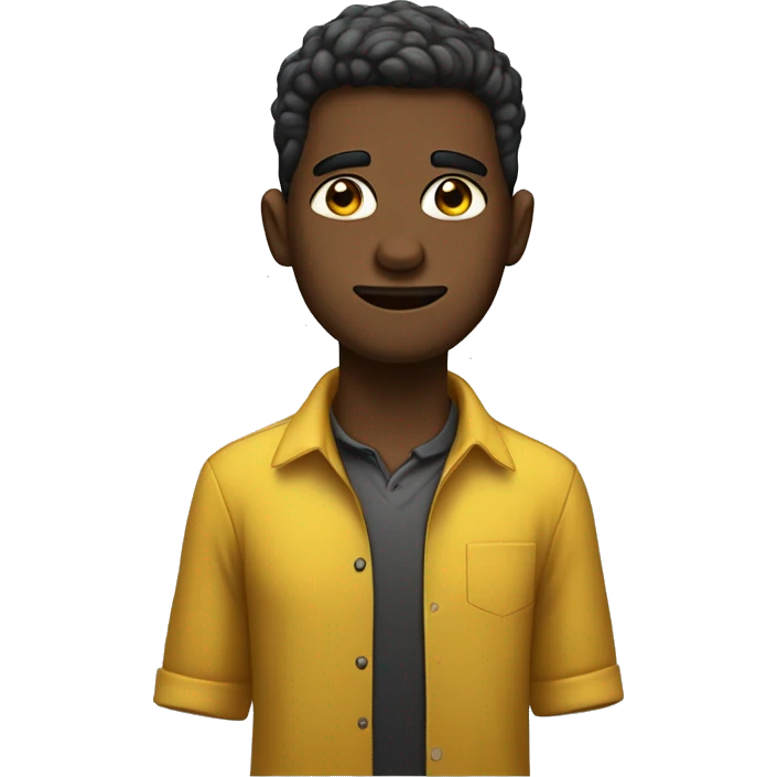 menino com cor beje cabelo preto olhos castanho e camisa amarela emoji