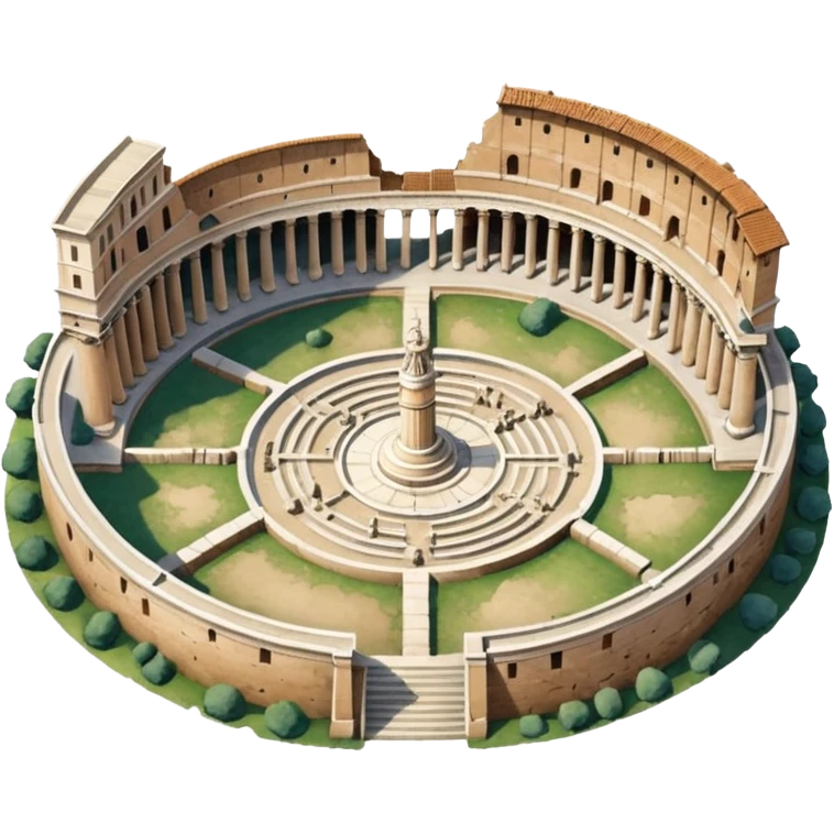 Imperial forum  rome 
no frame, no squared style
aereal view from up emoji