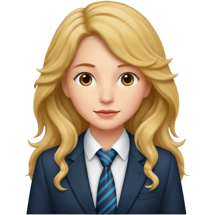 long wavy haired woman with tie and blazer emoji