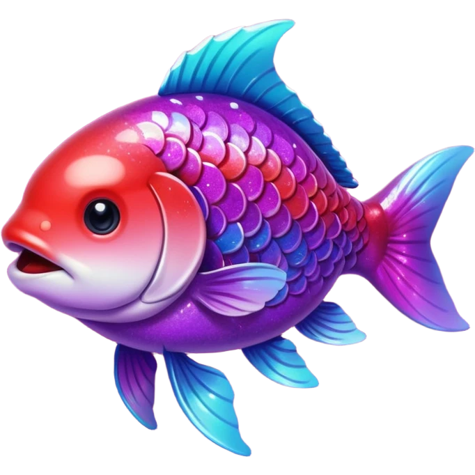 color gradient between red and purple glitter cute happy carp emoji