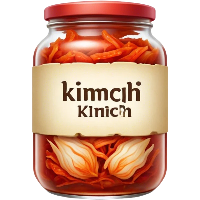 chopped Kimchi Cinematic Realistic Kimchi Dish Emoji, depicted as spicy, fermented cabbage with vibrant red hues neatly served in a traditional jar, rendered with dynamic textures and bold, appetizing lighting. emoji