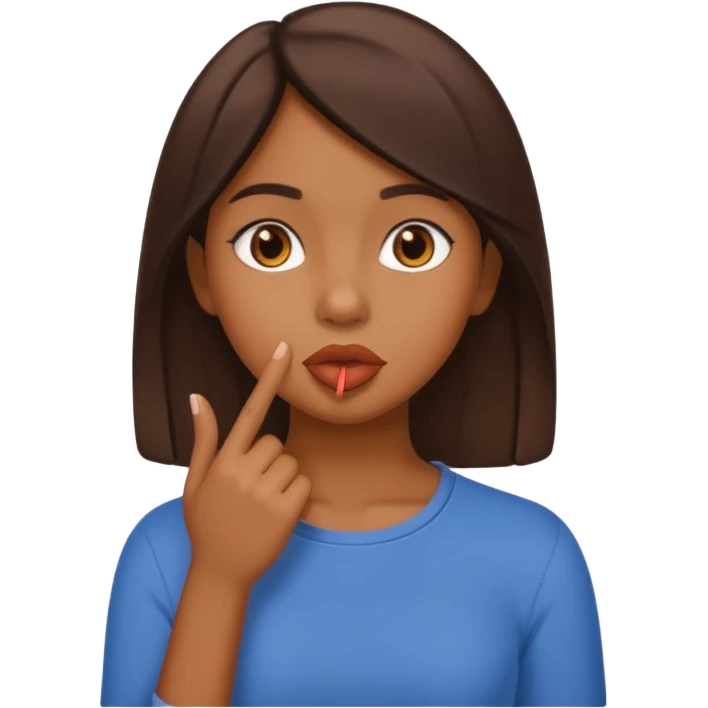 chica morena mandando callar emoji