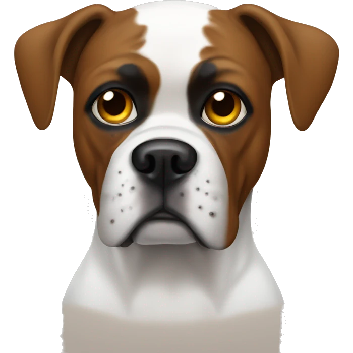 White boxer dog brown eye patch one eye emoji