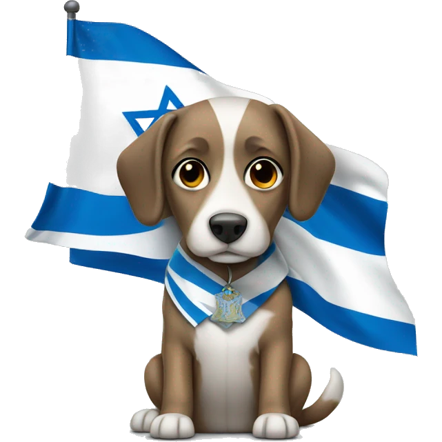 A dog wearing the flag of Israel  emoji