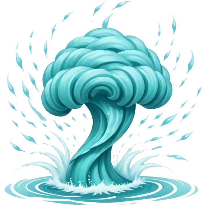 Swirling tornado coming out of the water mark the colur teal with arms and legs coming out the side in a storm emoji