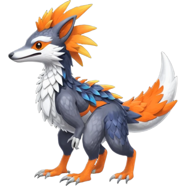 Colorful Fruity Neon Warm-colored Tropical Exotic Vernid-Sergal-Trico-Silvally-Nargacuga-fusion-hybrid-animal-creature, full body emoji