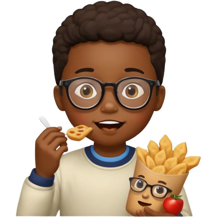 snack holding black kid with glasses on eyes emoji