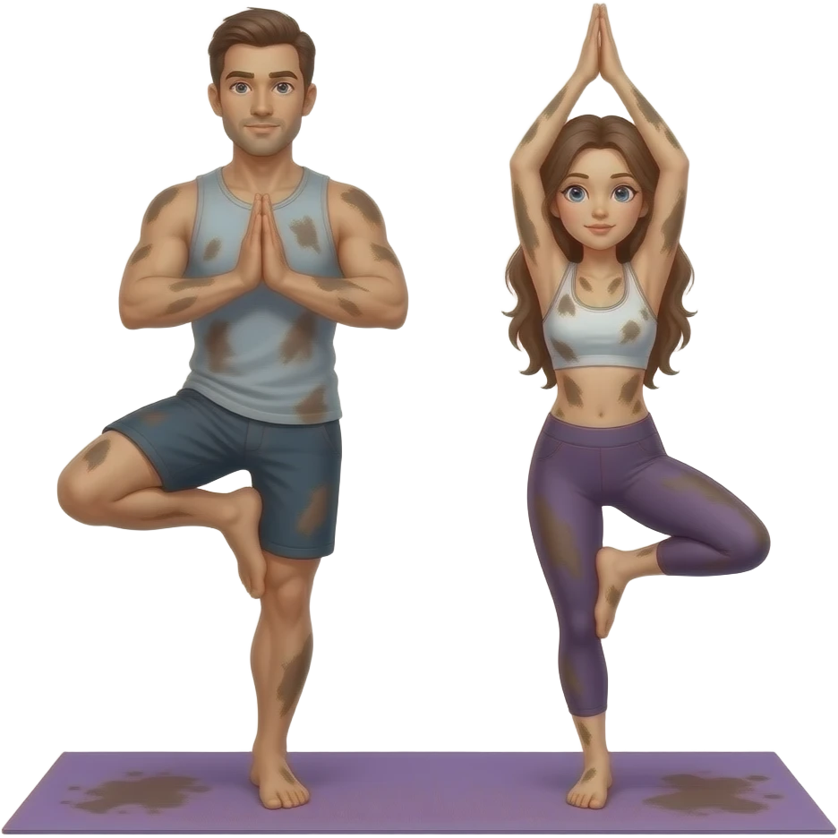 Man and women dirty yoga poses emoji