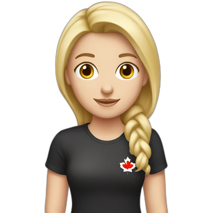 white girl wearing Canada t-shirt emoji