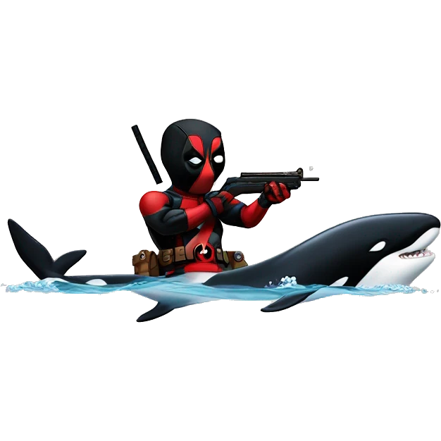 Deadpool shooting an orca emoji