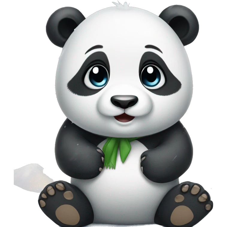 Cute baby panda in a snowing day  emoji