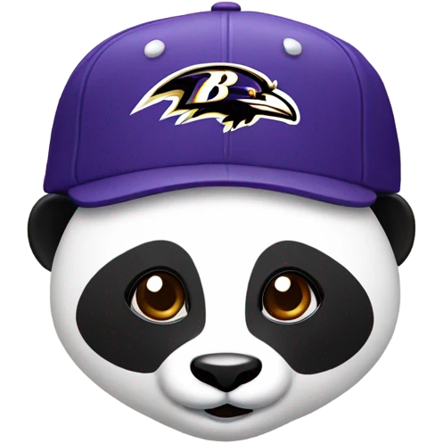 Panda with a fitted cap with Baltimore ravens logo emoji