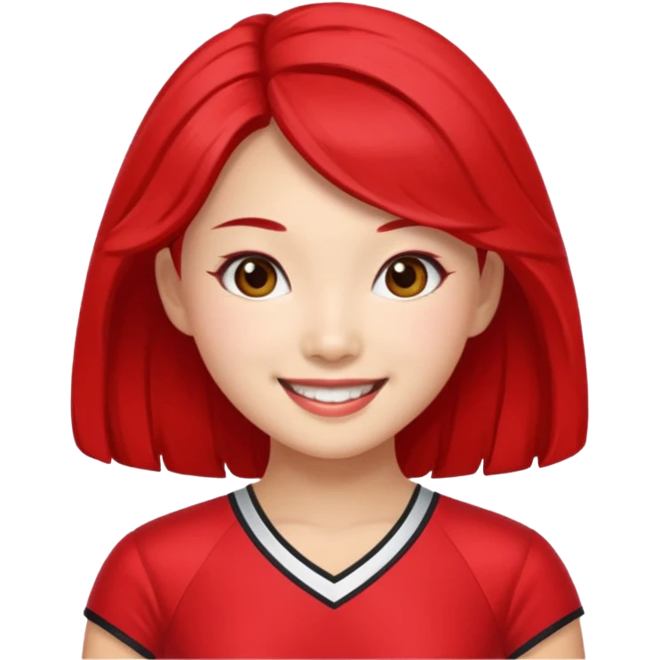 red cheer leader dress, asian emoji