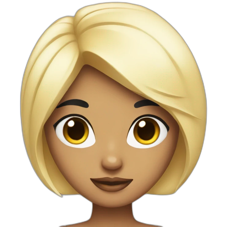 Half woman with black hair half cat posing glamorously emoji