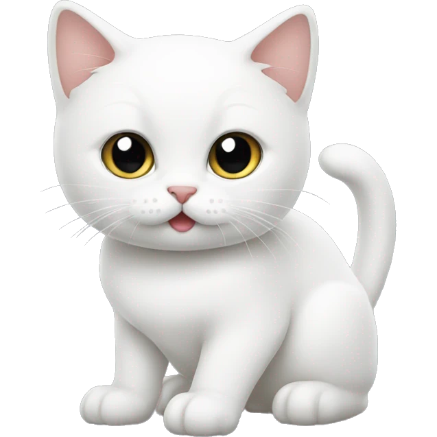 White cute cat white emoji