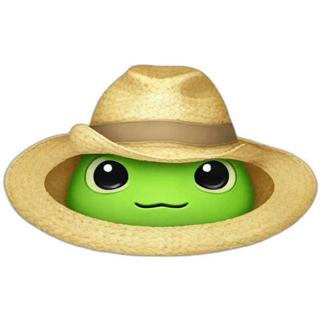 Cute Frog straw hat emoji