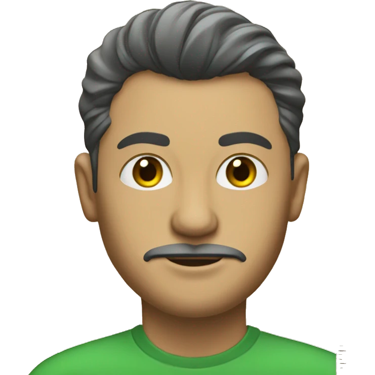 A man with a green shirt and have some lipstick and has one hair and holding a wooden ruler emoji