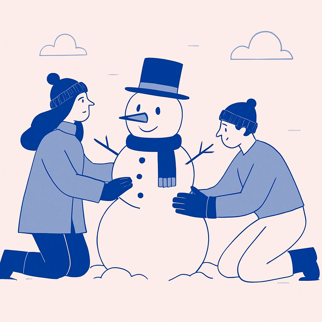 people making a snowman emoji