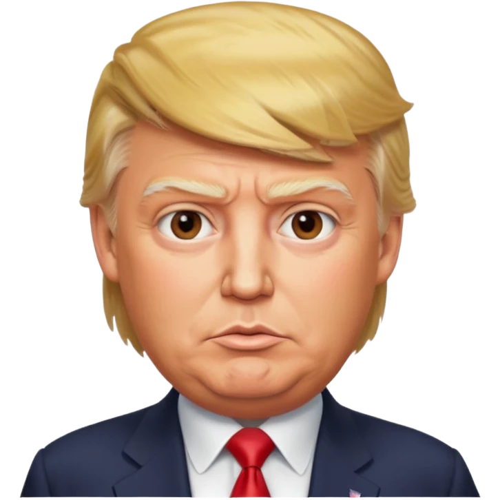 Donald Trump, ultra-realistic, round face, highly detailed and natural skin, very cunning and foxy look, polished finish, plain background, looks like a real photograph emoji