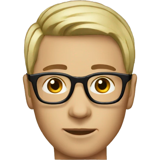 short hair shaved man glasses emoji