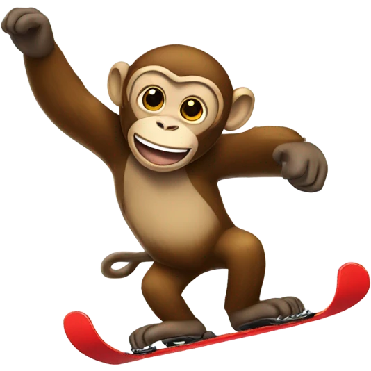 A monkey doing a backflip while skiing emoji