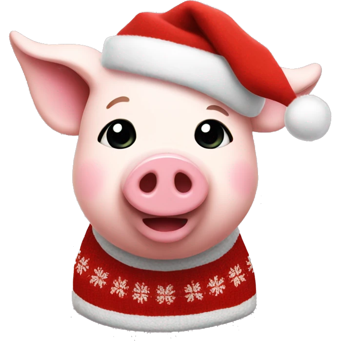 Piggy with Christmas sweater emoji