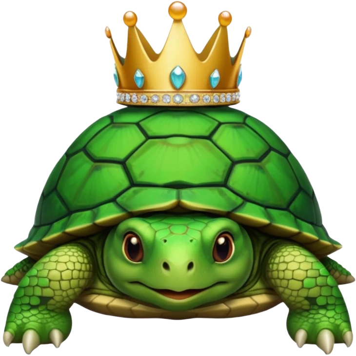 a domestic turtle with a tiara emoji