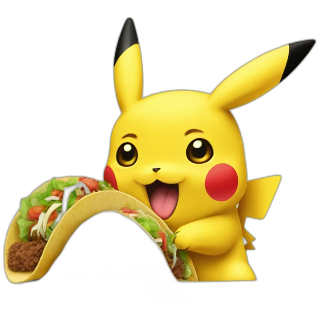 Pikachu qui mange un tacos emoji