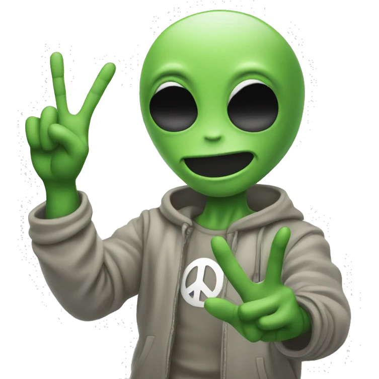 Alien putting up the peace sign  emoji