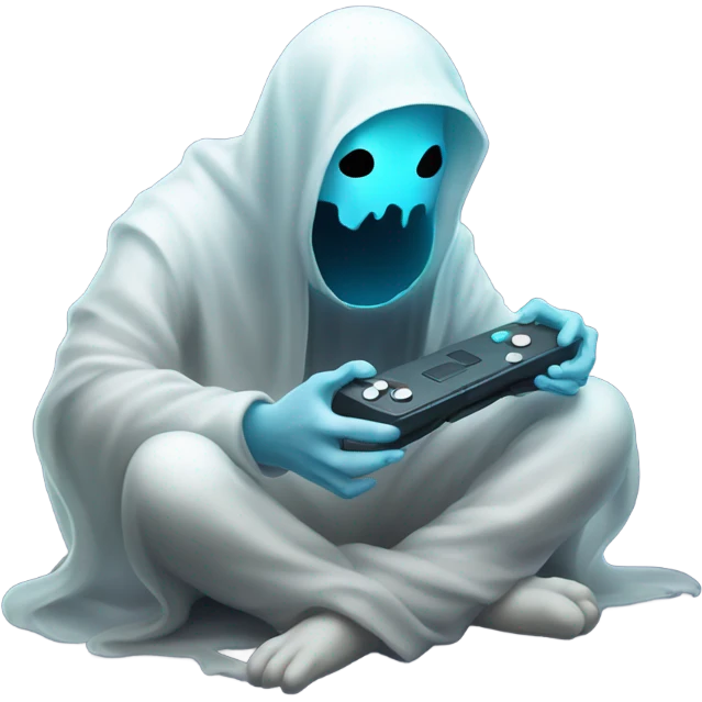 sad ghost playing video game emoji