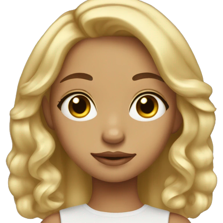 Cute Girl with gold earrings, blonde Hair, side Part and brown eyes emoji