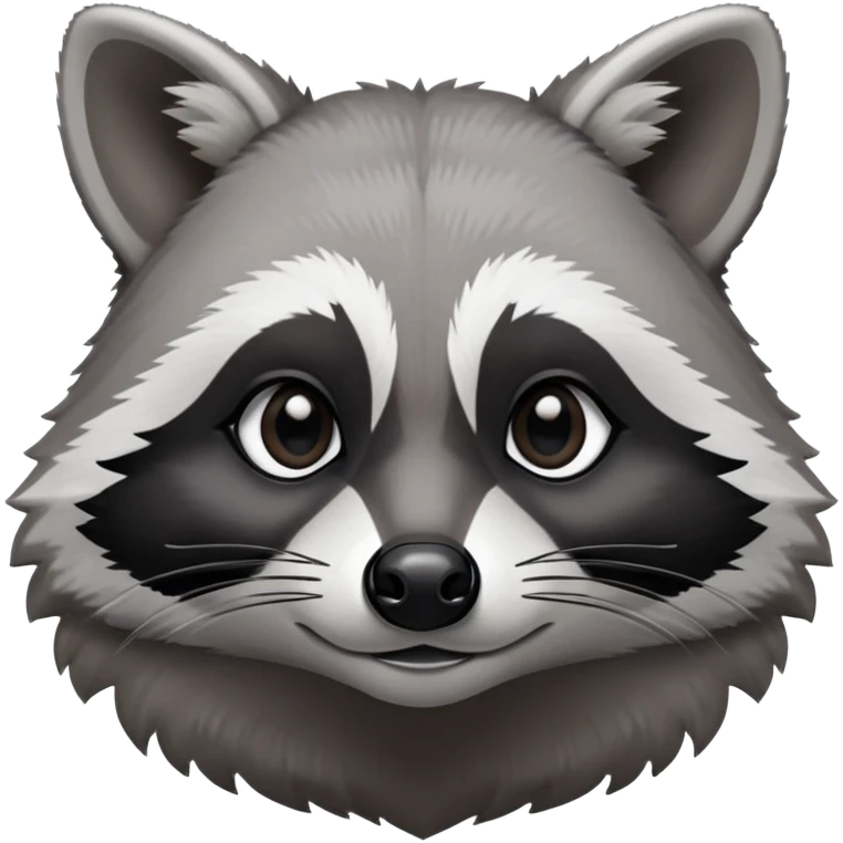Cinematic-Noble-Raccoon-Portrait-Emoji – Poised and confident, with a sturdy build and a beautifully textured fur of silver-grey accented by dark black facial markings, deep-set, big black eyes, simplified yet sharp and sophisticated zoom out to show shoulders emoji