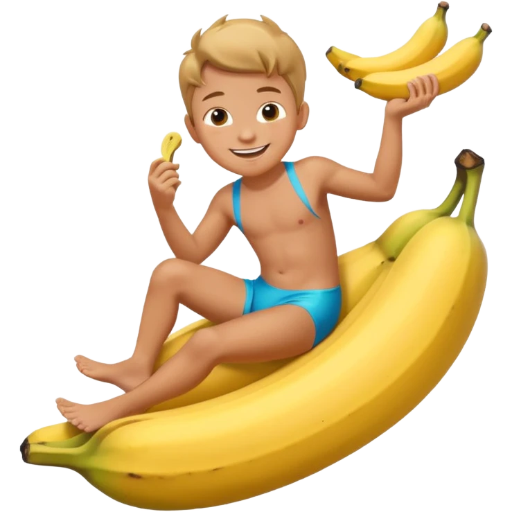 Boy riding on a banana  emoji
