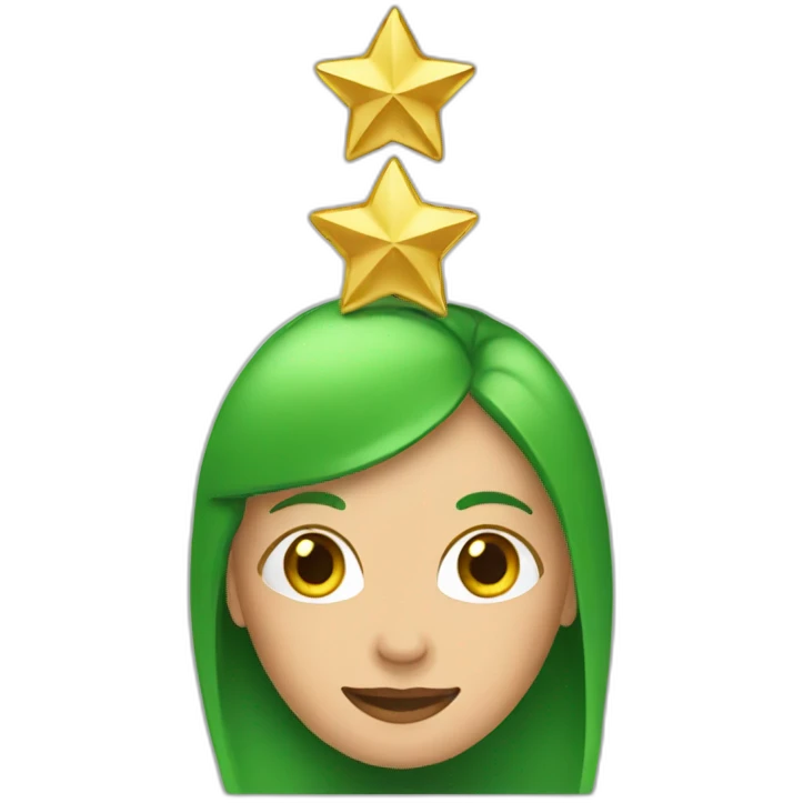 Green women holding three gold stars above head emoji