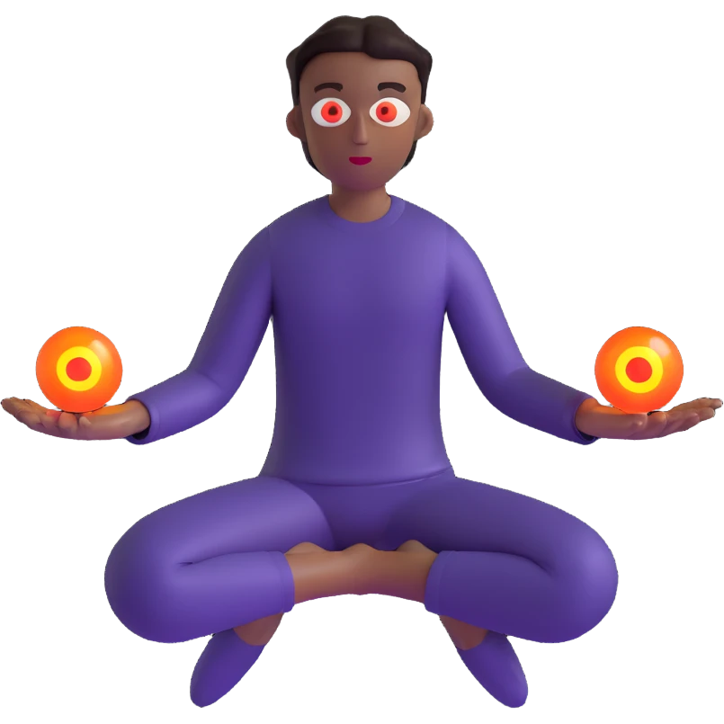 person with glowing eyes using telekinesis to levitate objects emoji