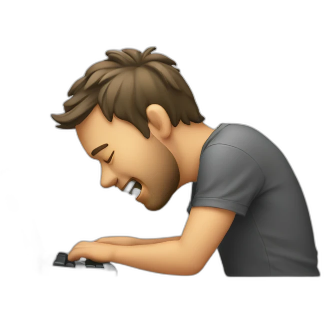 Developer banging his head on a keyboard emoji