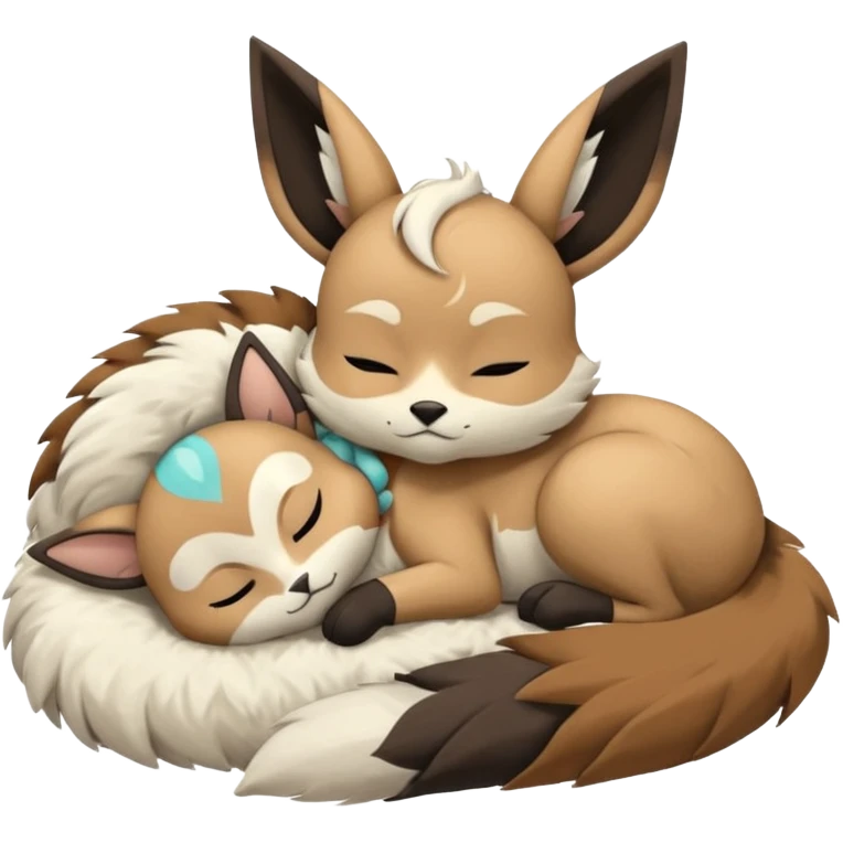Animalistic tired sleeping snoozing snoring kawaii chibi sleepy happy glad somber mongral Meloetta-Absol-Eevee-Gatomon-Pteromon-hybrid emoji