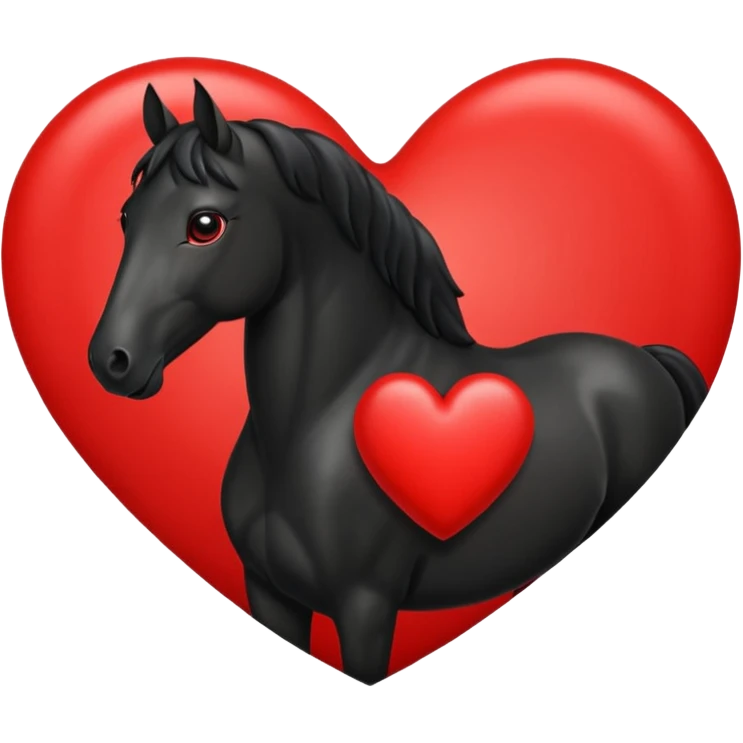 Black Horse centered within a red heart emoji emoji