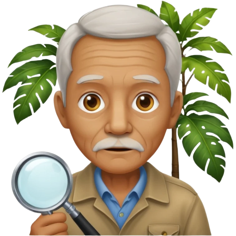 an old with jungle and magnifying glass emoji