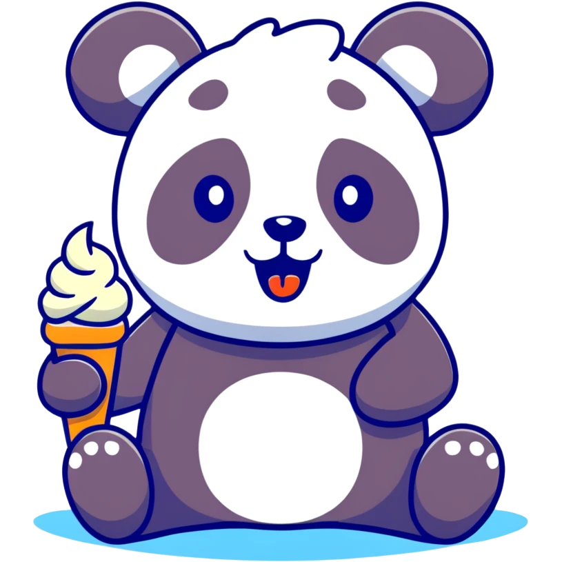Panda eating ice cream emoji