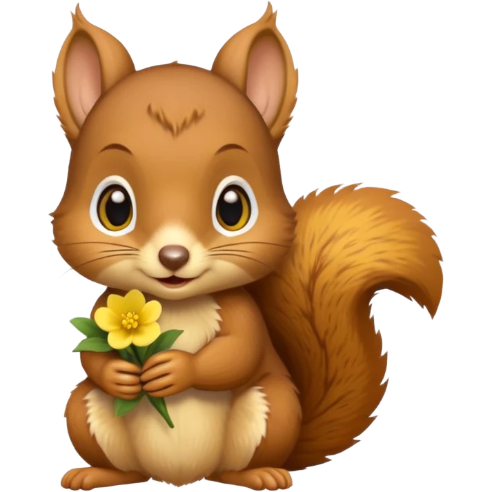 baby squirrel hold a flower emoji