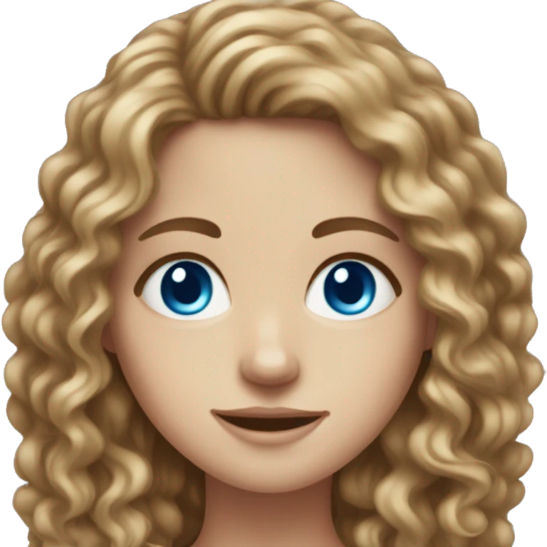 white girl with blue eyes and long curly brown hair  emoji