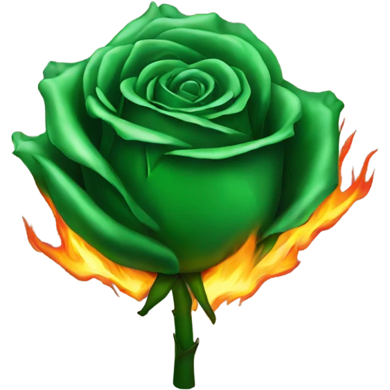 Burning green rose emoji