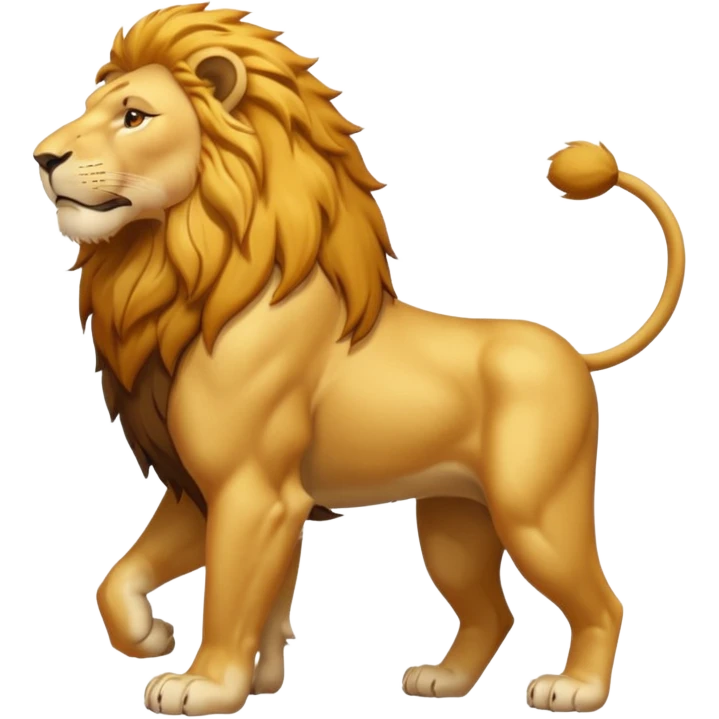 Create a single emoji of a Lion in full body, shown at a slight side angle in a natural, characteristic pose.
 emoji